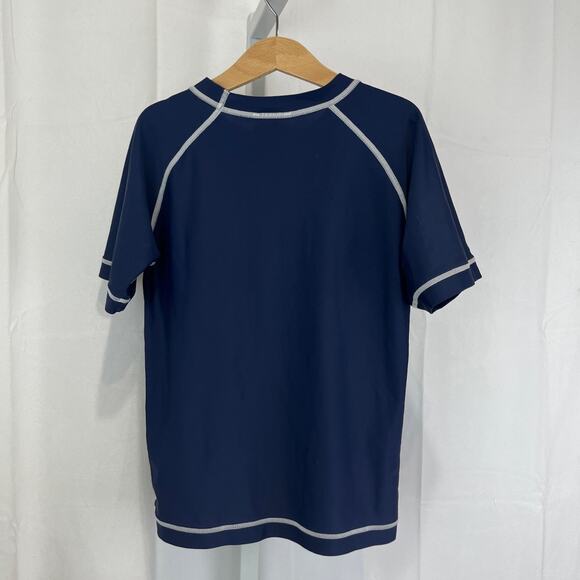 HANNA ANDERSSON Size 130 8 Short Sleeve Rash Guard Swim Top Navy Blue Kids - Picture 2 of 8